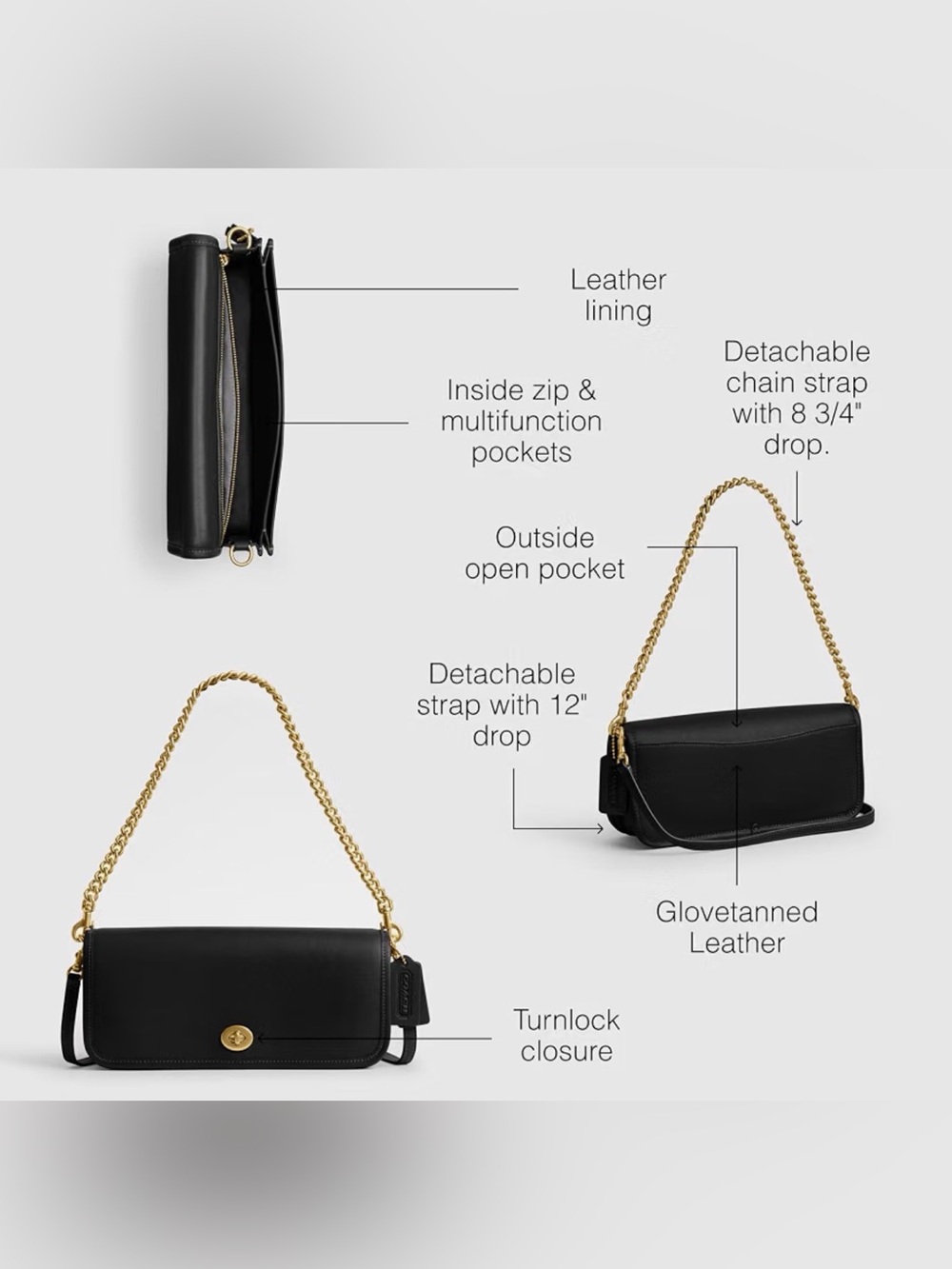 NWT The Coach Originals Dinky 1974
Gold Chain Shoulder Bag Black - Picture 2 of 5